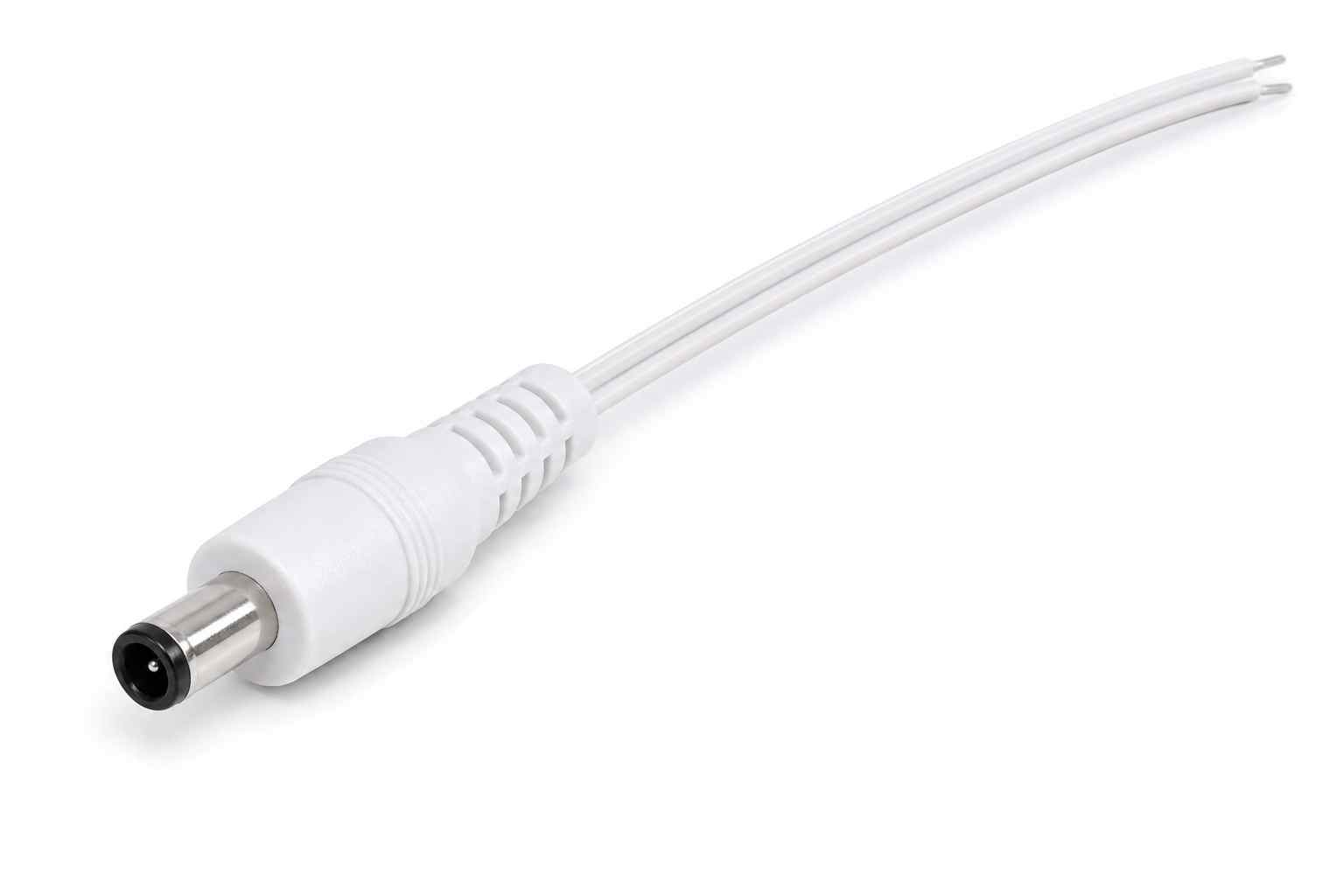 DC napájecí konektor samec bílý kabel 14cm - celkový pohled